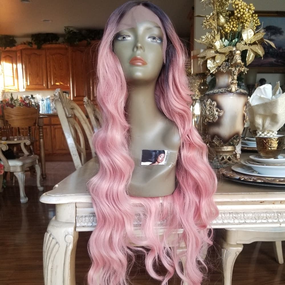 Ombre Pink Beauty Lace Front Wig - Thumbnail 5