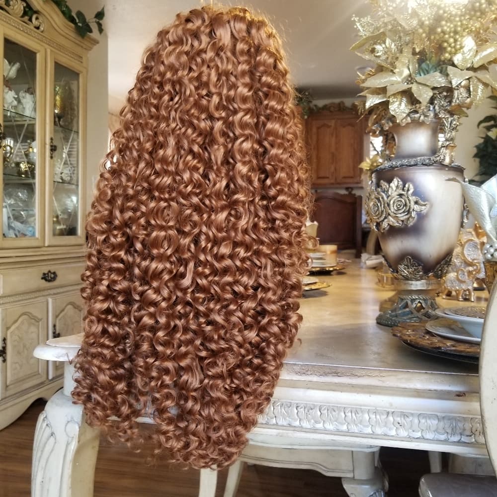 Copper Red Curly Lace Front Wig - Thumbnail 8