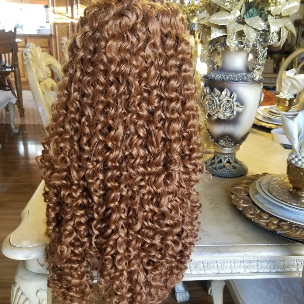 Copper Red Curly Lace Front Wig - Thumbnail 9