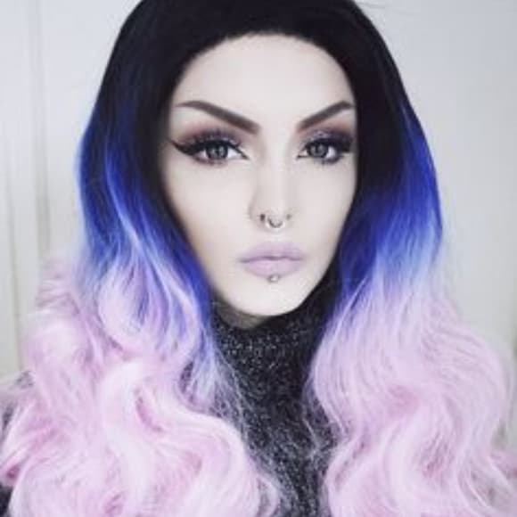 Ombre Black Purple Pink Beauty Lacefront Wig 22-26 - Thumbnail 6