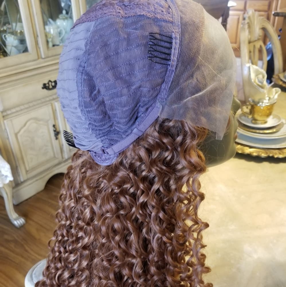 Copper Red Curly Lace Front Wig - Thumbnail 3