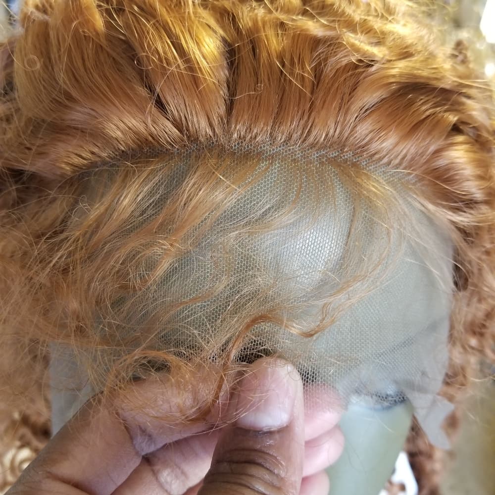 Copper Red Curly Lace Front Wig - Thumbnail 2