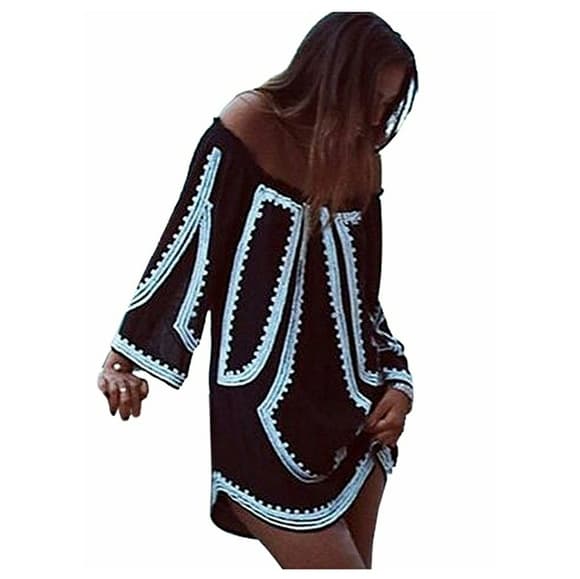 Black Beauty Off Shoulder Dress - Thumbnail 7