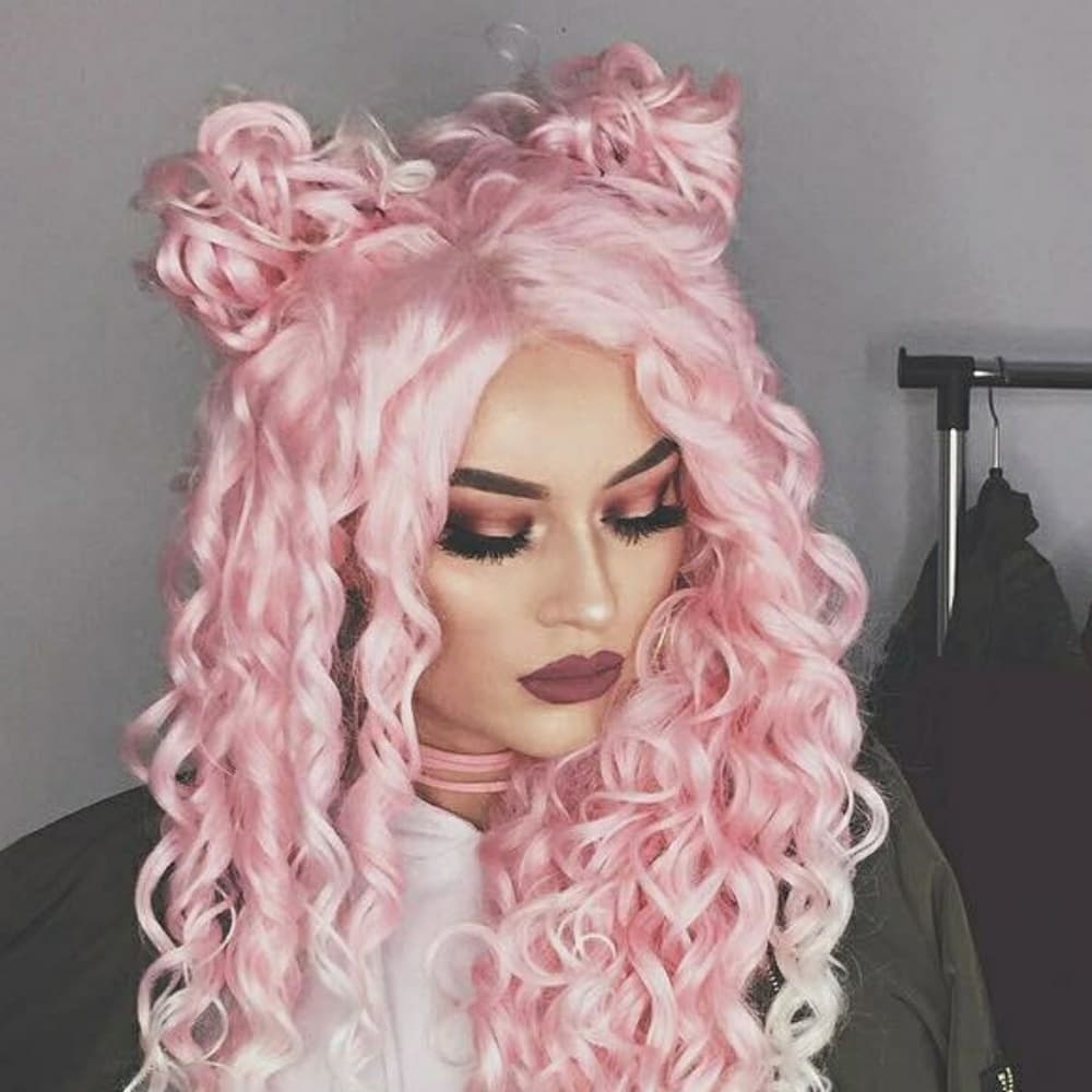 Pink White Tip Beauty Lacefront Wig 22-24inches - Thumbnail 2