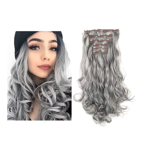 Gray Full Head clip in Extension - Thumbnail 4