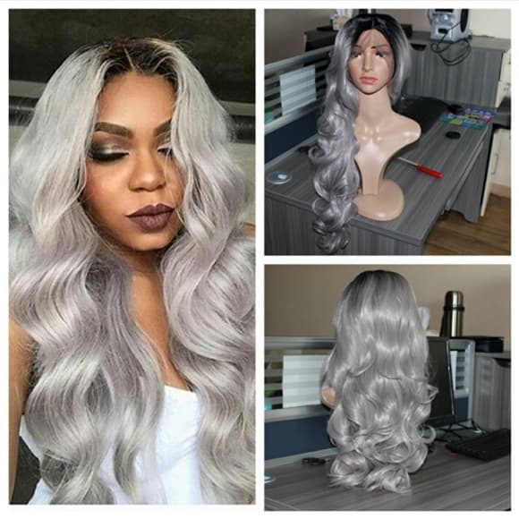 Black Gray Ombre LaceFront Wig 24-26 inches!!8 - Thumbnail 2