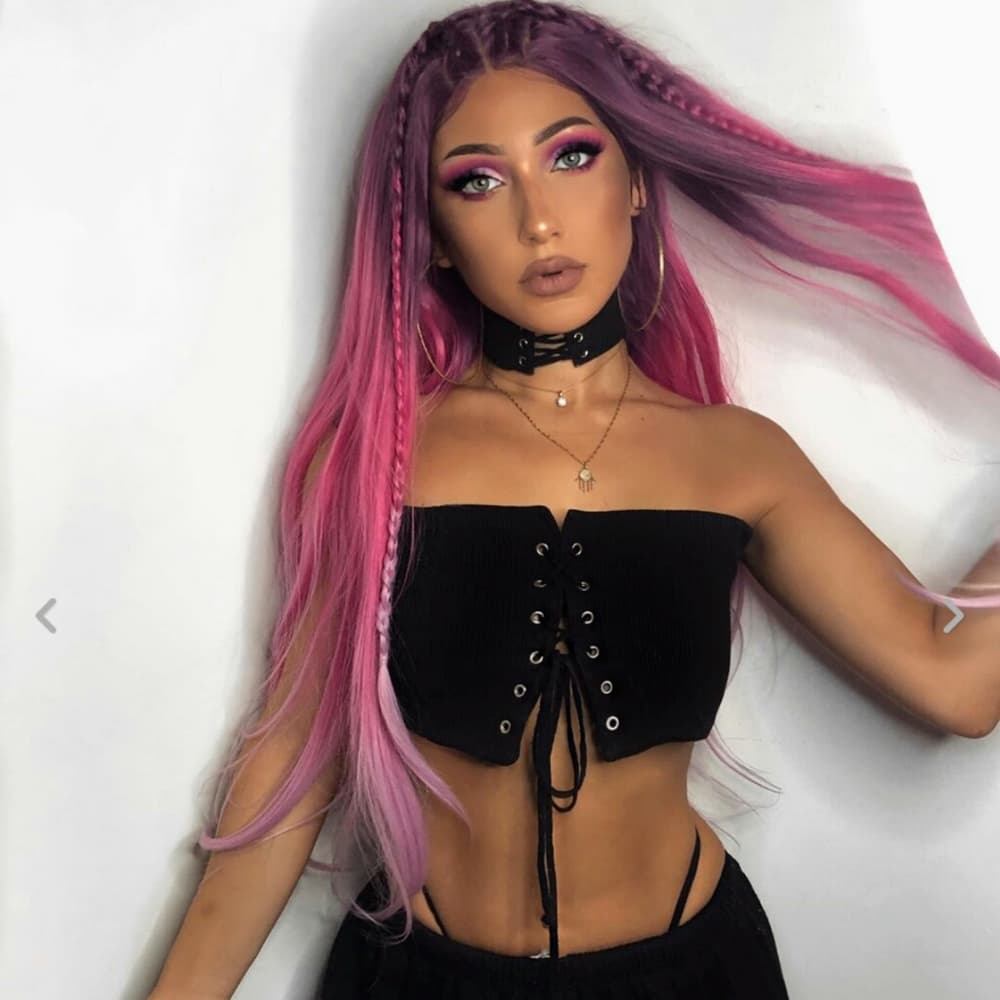 Purple Pink Beauty Lace Front Wig - Thumbnail 5