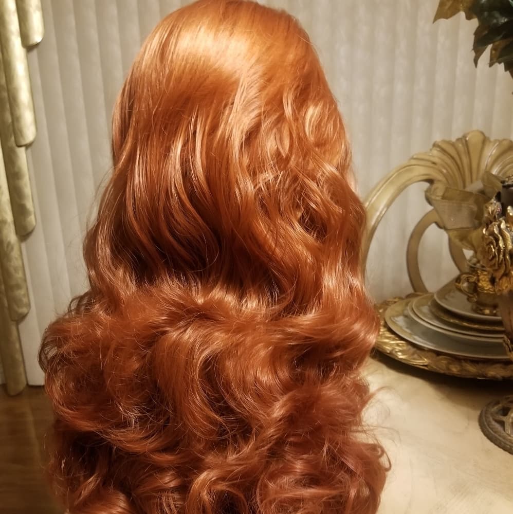 Copper Red Lace Front Wig - Thumbnail 5