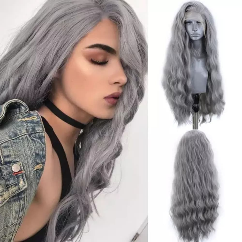 Dark Gray Beauty Lace Front Wig - Thumbnail 8