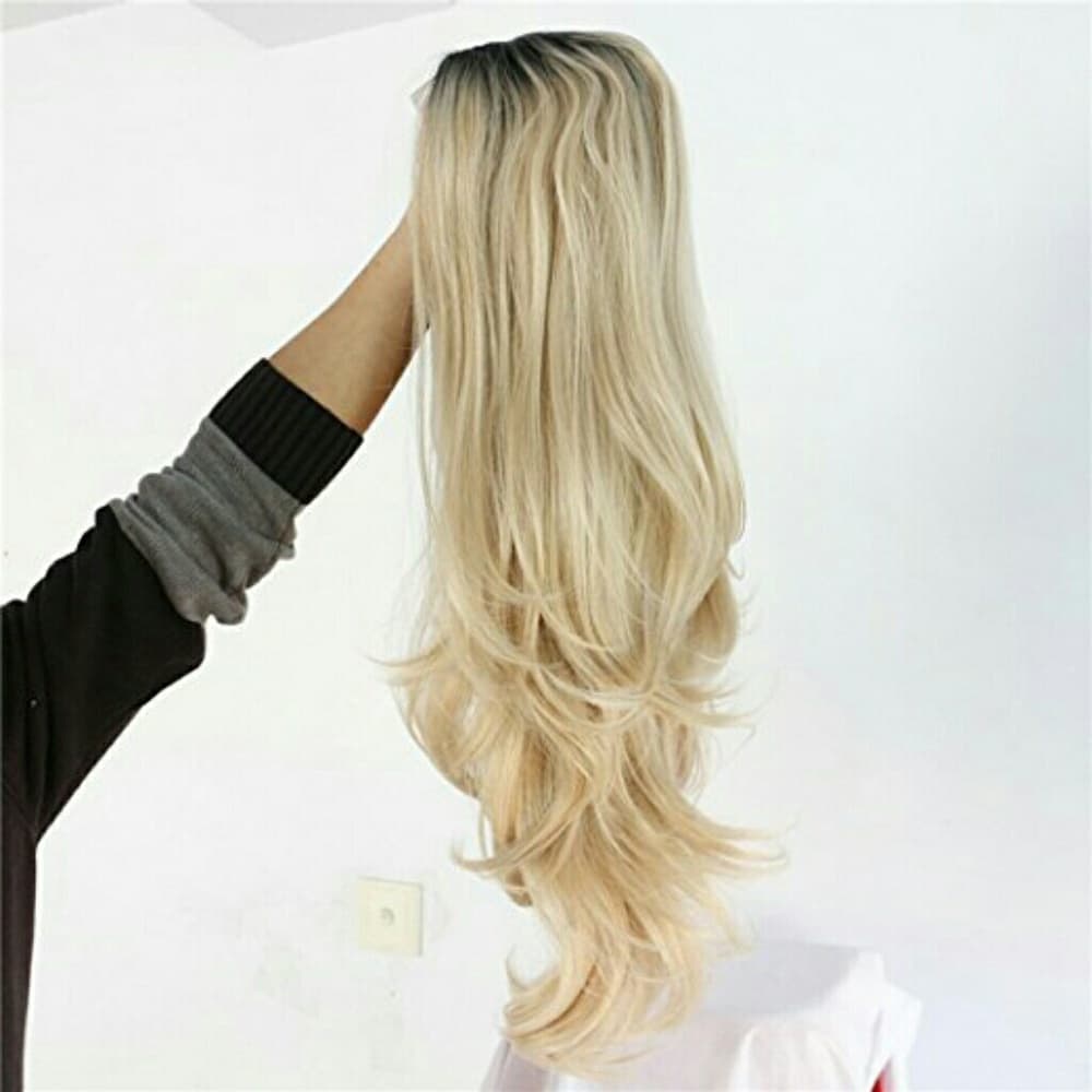European Human Hair Blend Ombre Blonde Lace Wig - Thumbnail 2