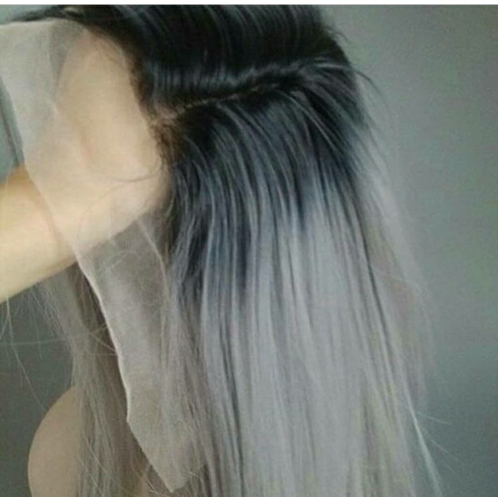 Ombre Black Gray Beauty LaceFront Wig
