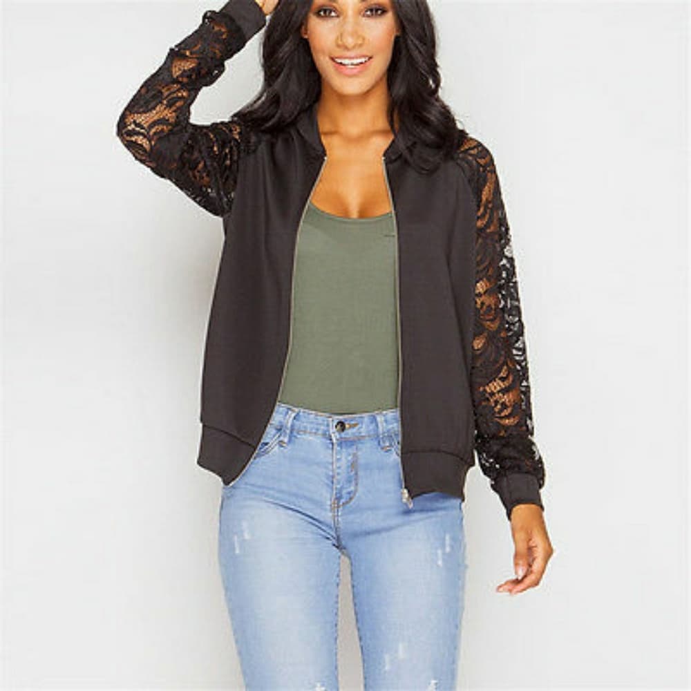 Cute Bomber Lace Jacket - Thumbnail 2