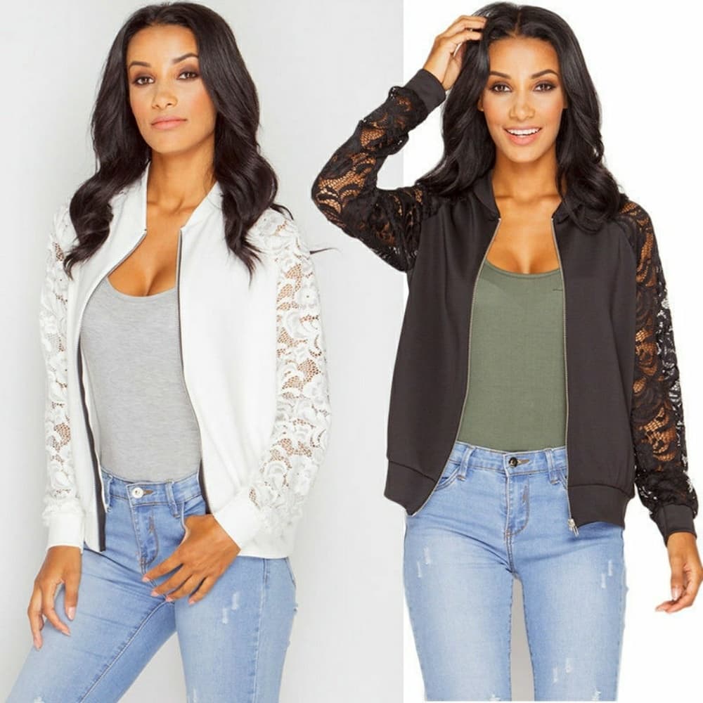 Cute Bomber Lace Jacket - Thumbnail 4
