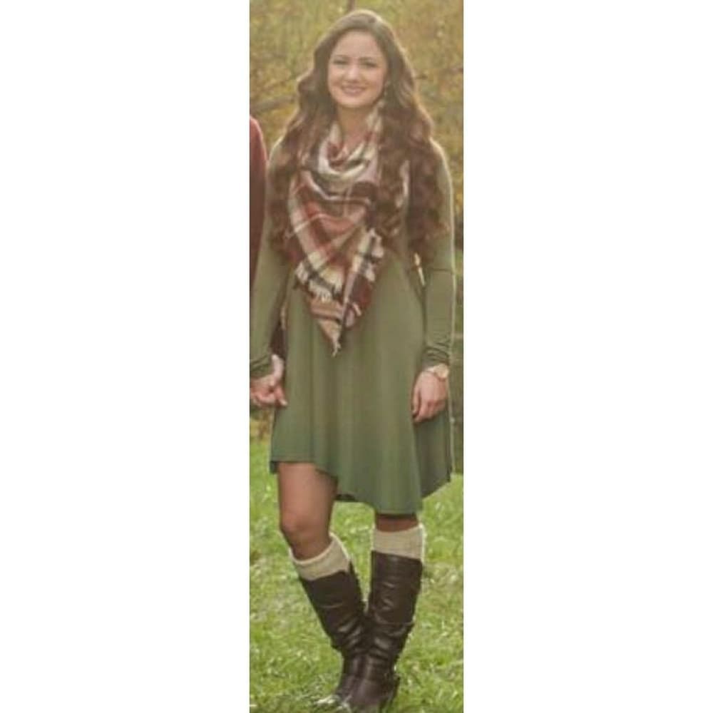 Green Longleeve Loose Fitting Dress - Thumbnail 2