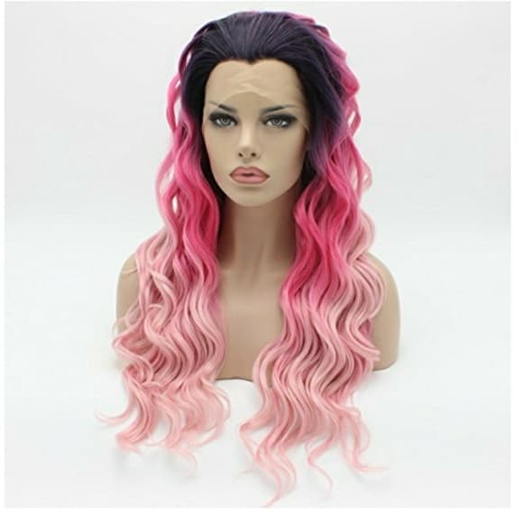 Ombre purple Dark light Pink Lacefront Wig 22-24 - Thumbnail 6