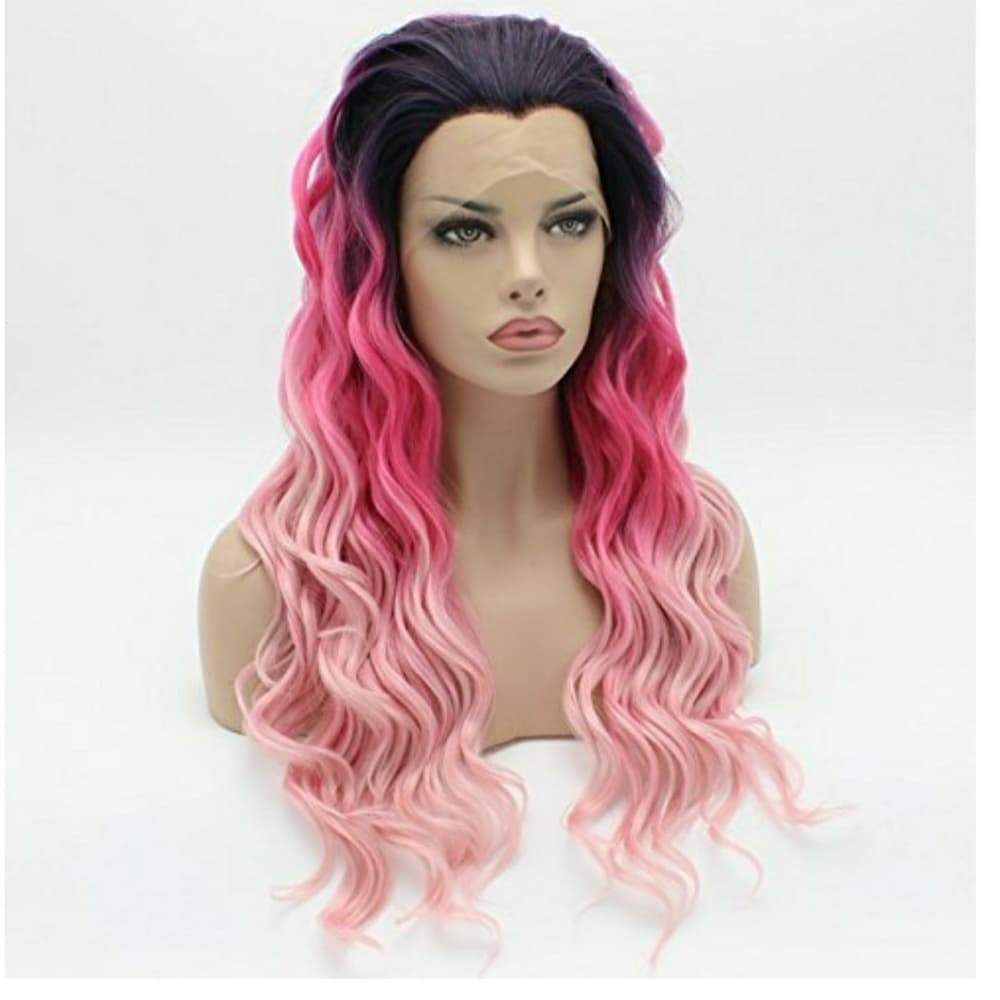 Ombre purple Dark light Pink Lacefront Wig 22-24 - Thumbnail 2