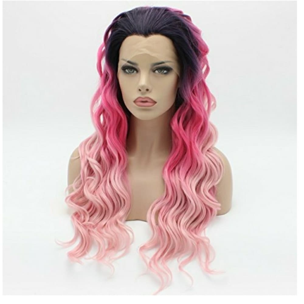 Ombre purple Dark light Pink Lacefront Wig 22-24 - Thumbnail 5