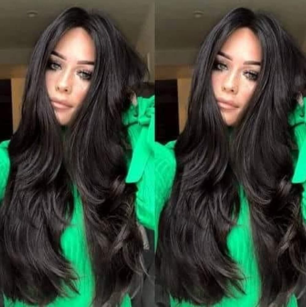 Dark Brown Wavy Lace Front Wig - Thumbnail 3