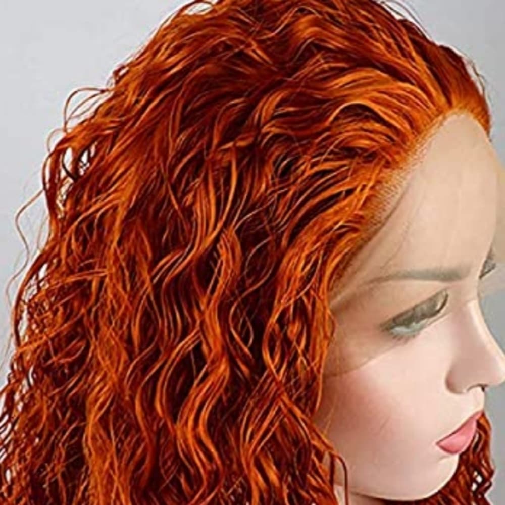 Copper Red Waterwave Lace Front Wig - Thumbnail 5