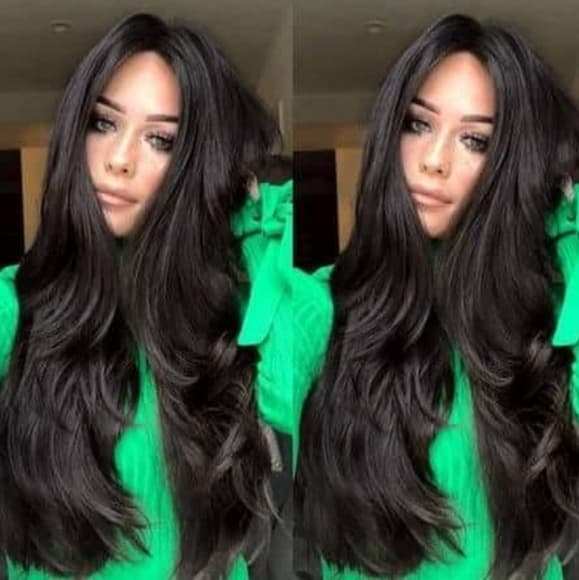 Dark Brown Wavy Lace Front Wig - Thumbnail 4