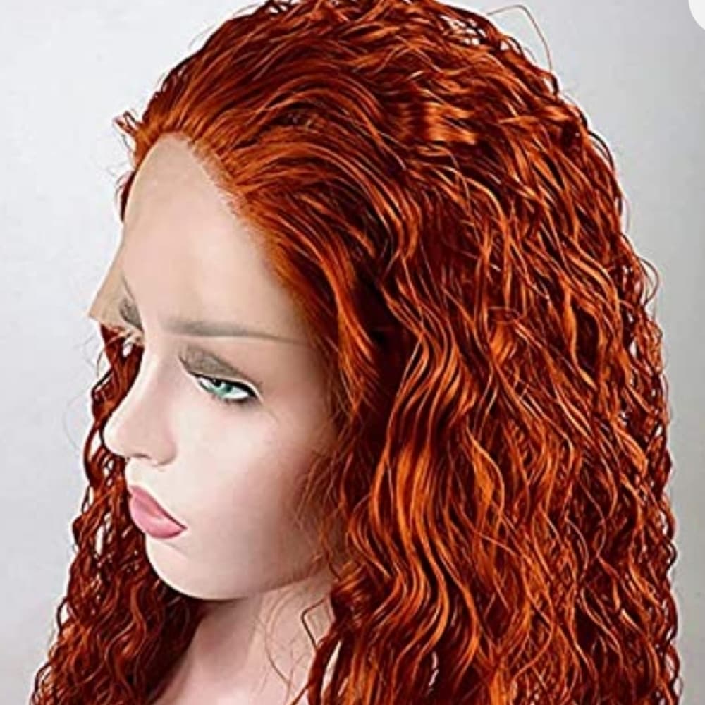 Copper Red Waterwave Lace Front Wig - Thumbnail 4