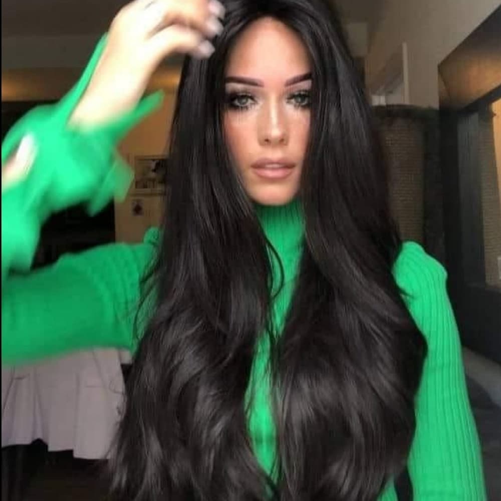 Dark Brown Wavy Lace Front Wig - Thumbnail 2