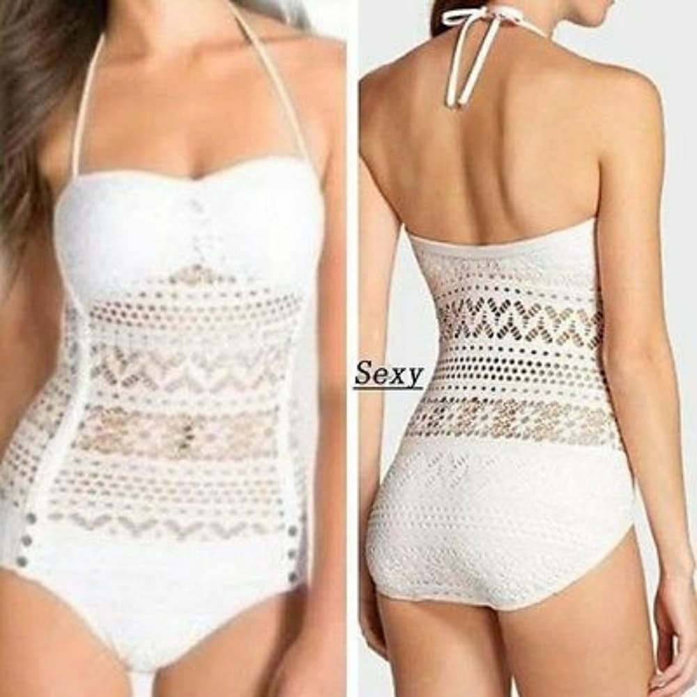 Lace Black Sexy Monokini Swimsuit - Thumbnail 4