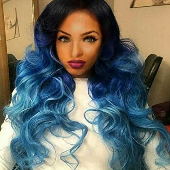 Hombre Blue Beauty Full Wig - Thumbnail 10