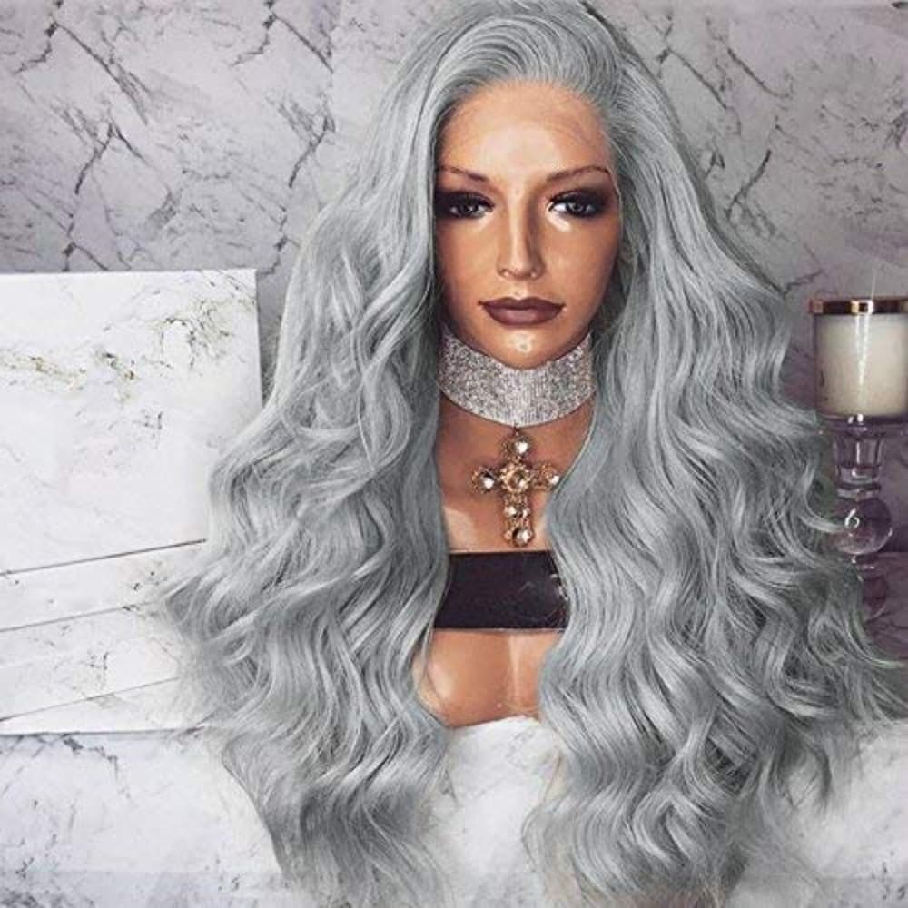 Gray Wavy Beauty Lace Front Wig - Thumbnail 2