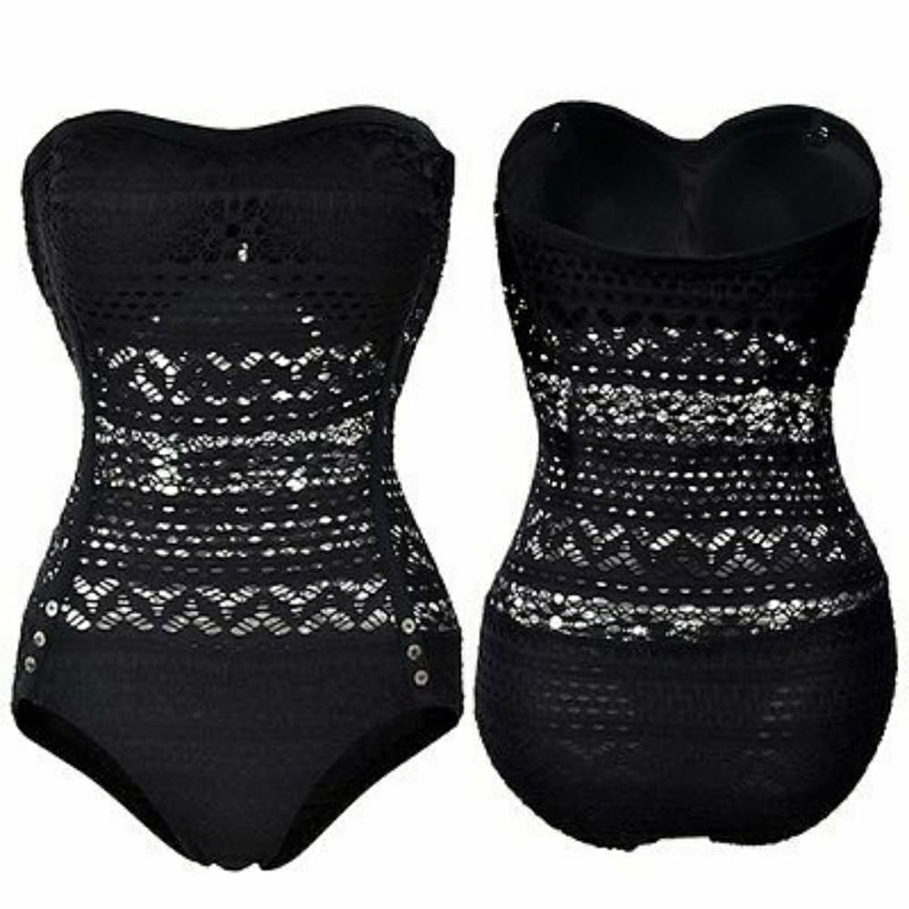 Lace Black Sexy Monokini Swimsuit - Thumbnail 2