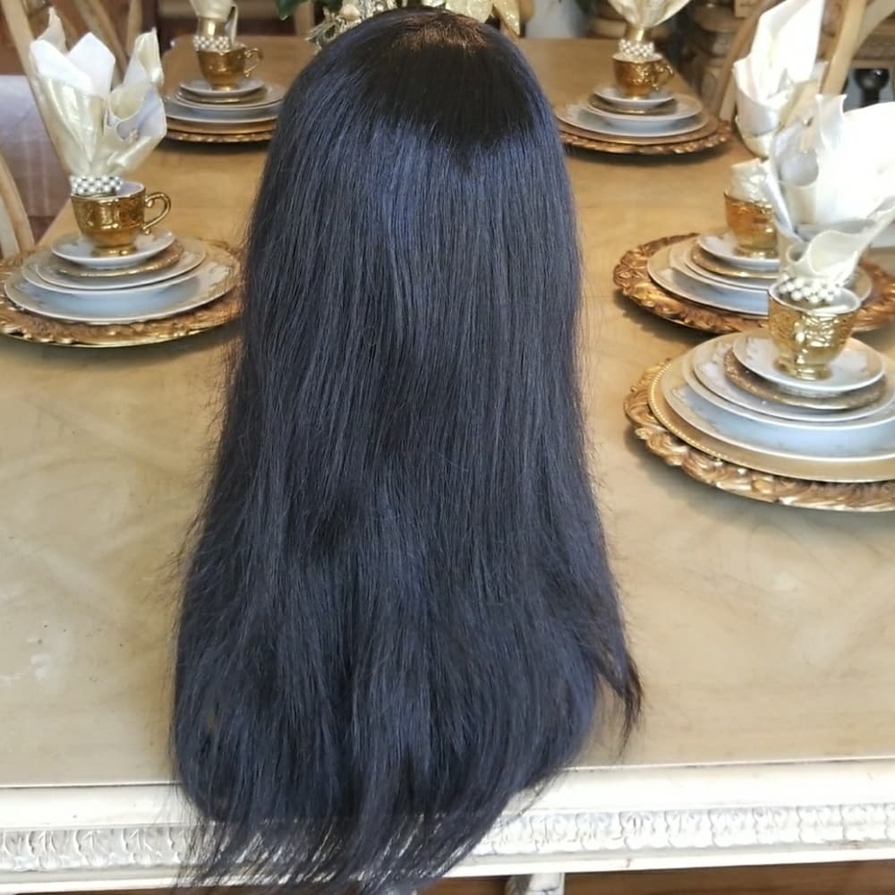 Black Bang wig with combs - Thumbnail 3