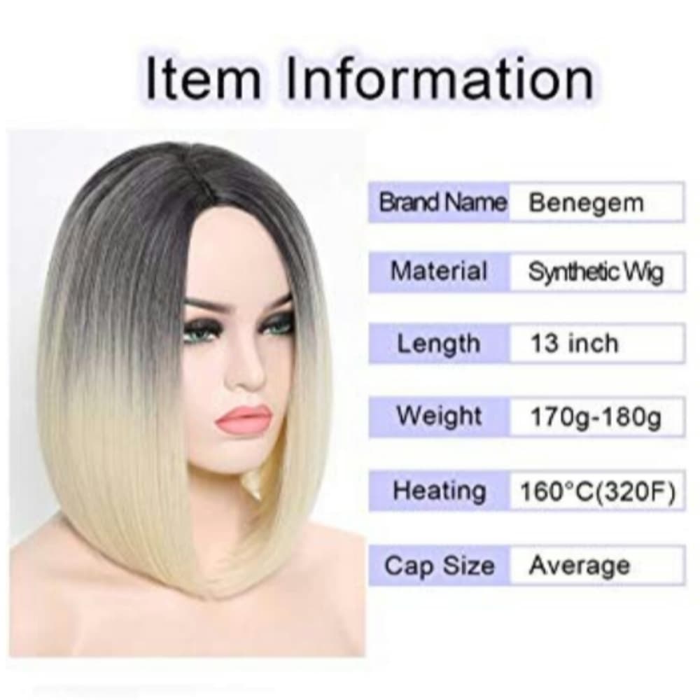 Ombre Blonde Bob Beauty Full Wig - Thumbnail 3