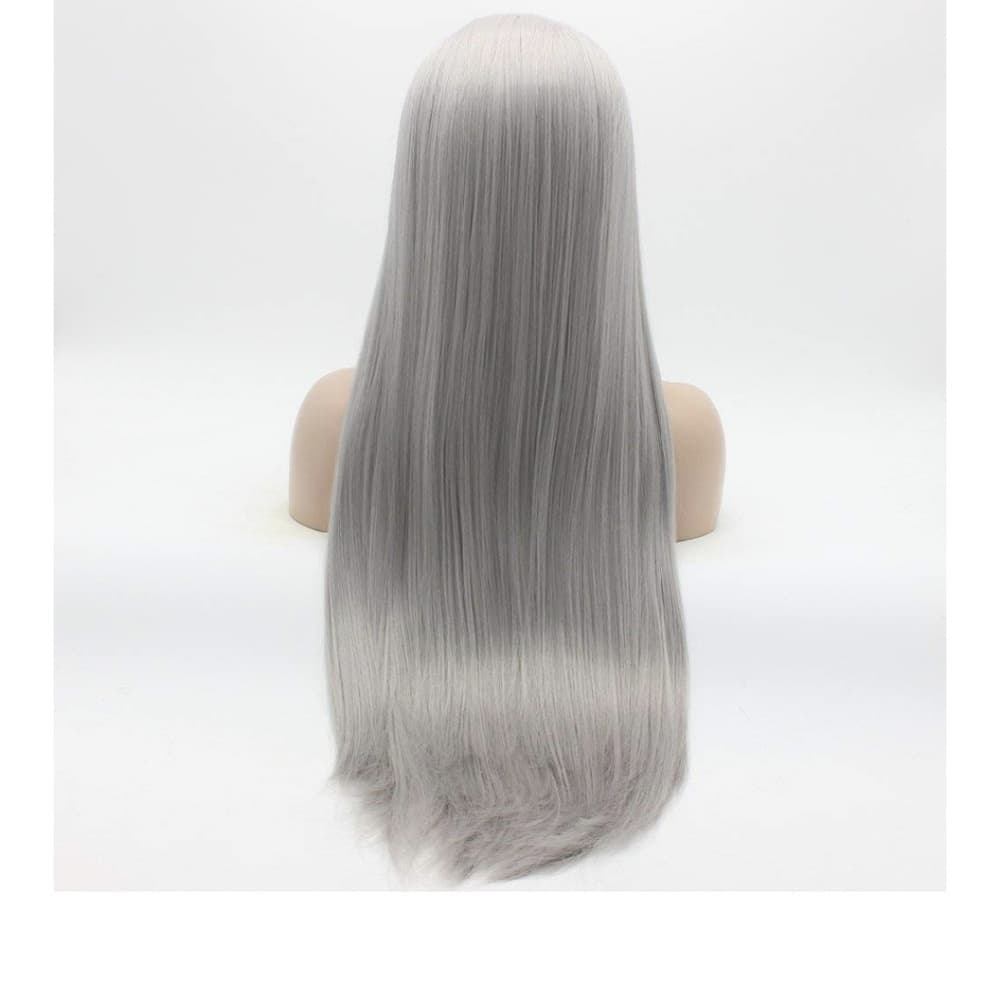 Silver Gray Lace Front Wig 28 inches - Thumbnail 5