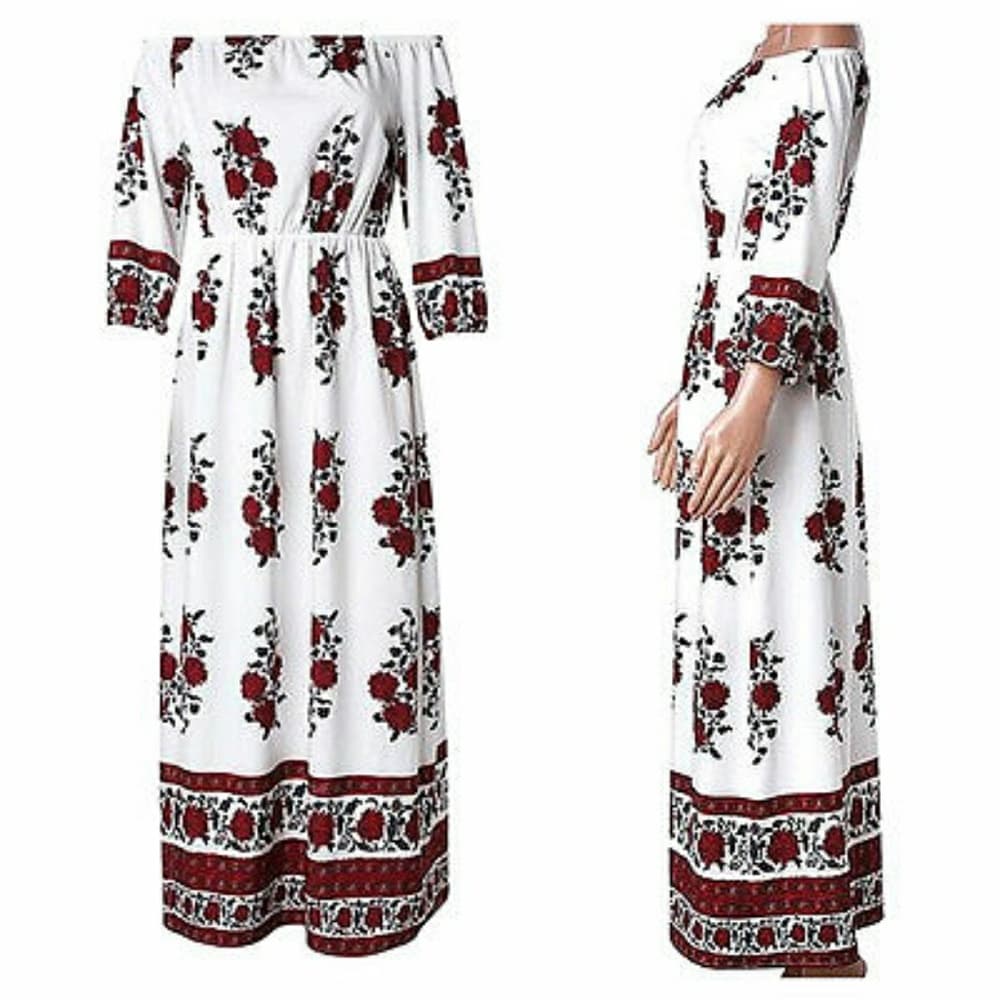 White Floral Beauty Cocktail Dress - Thumbnail 3