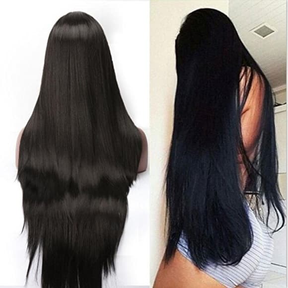 Jet Black Long Straight Wig 26-30 inches!! - Thumbnail 6