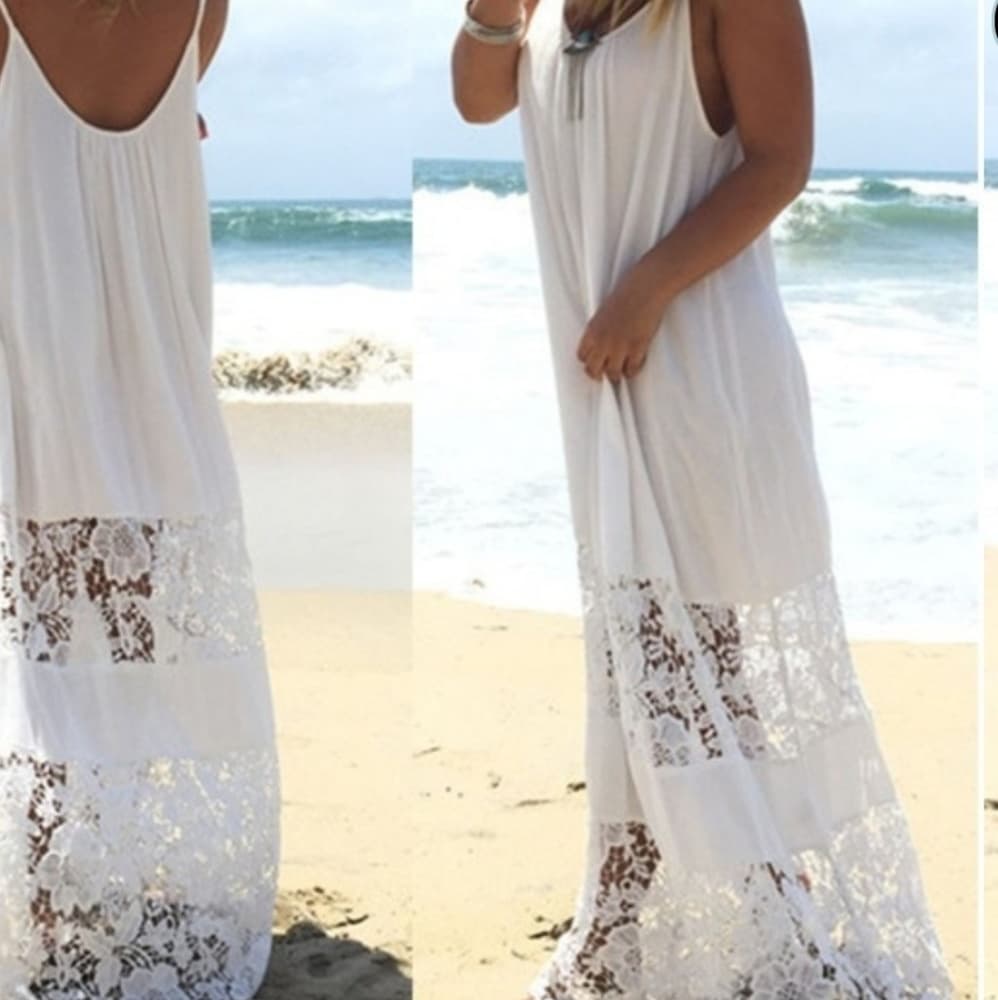 White Lace Boho Beauty Dress - Thumbnail 2