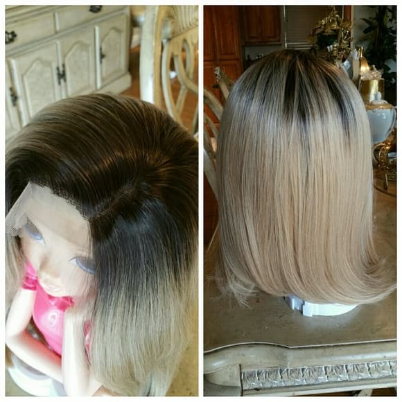 Ombre Blonde Human Hair Beauty Lace Front Wig - Thumbnail 4