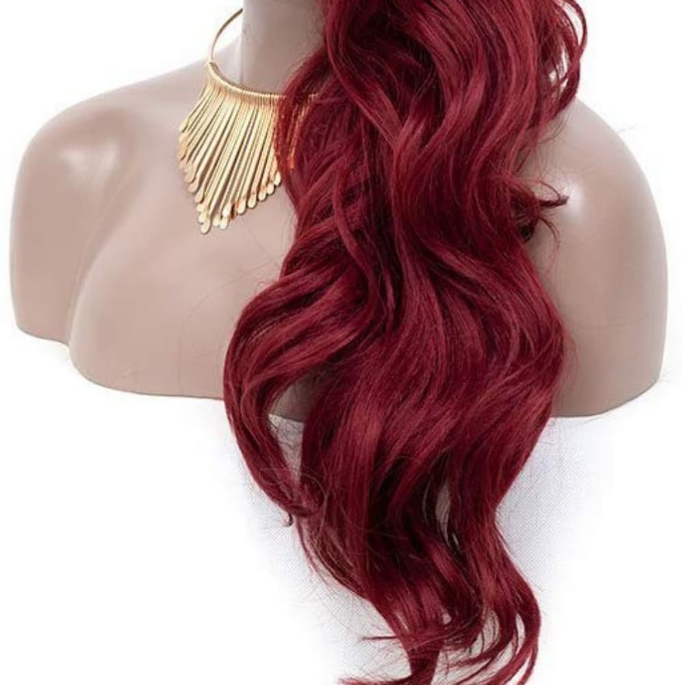 Ombre Black Red Lace Front Wig - Thumbnail 4