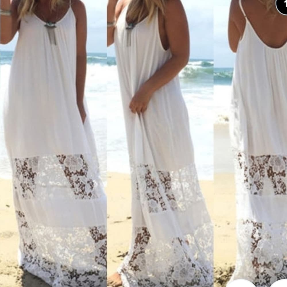 White Lace Boho Beauty Dress - Thumbnail 4