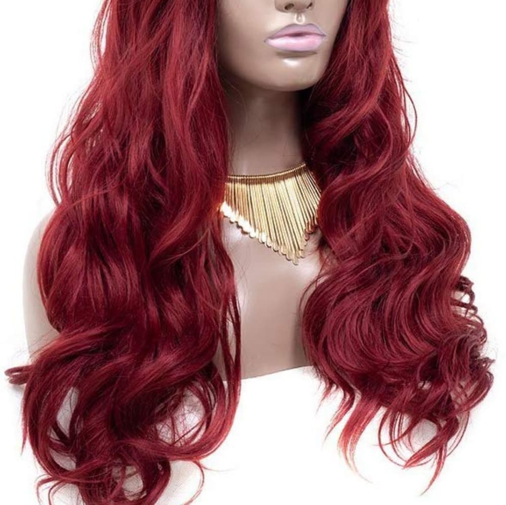 Ombre Black Red Lace Front Wig - Thumbnail 5
