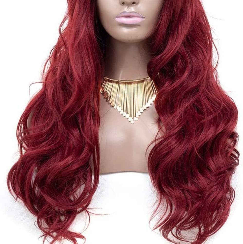 Ombre Black Red Lace Front Wig - Thumbnail 6