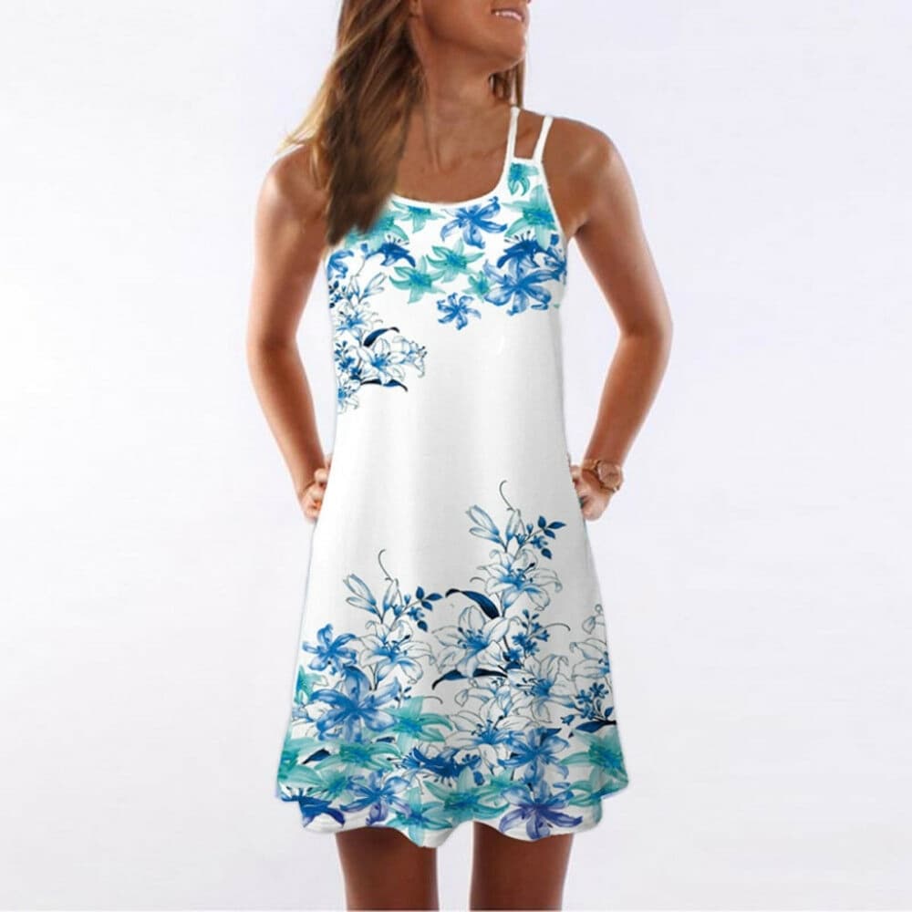 3D Floral Vintage Sleeveless Dress - Thumbnail 4
