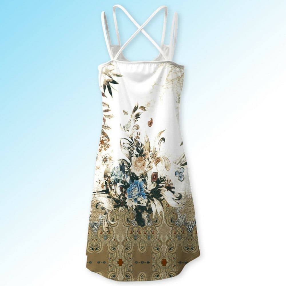 3D Floral Vintage Sleeveless Dress - Thumbnail 3
