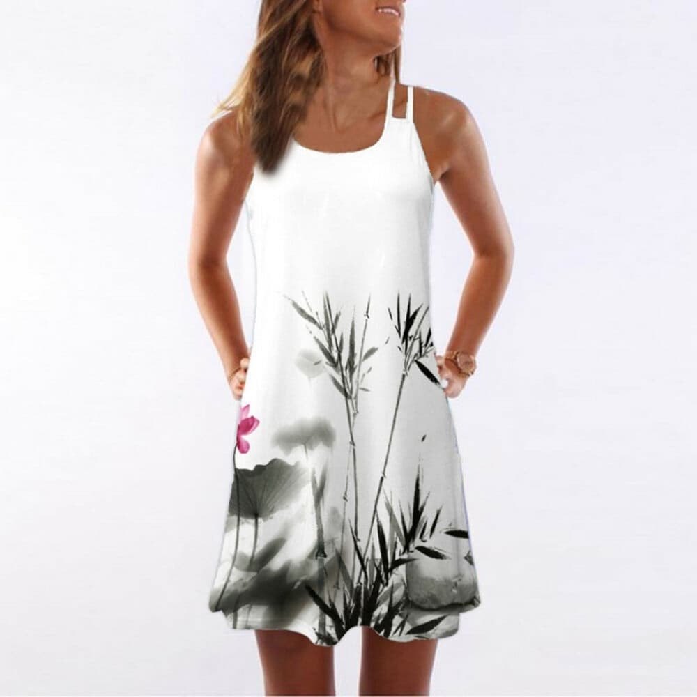 3D Floral Vintage Sleeveless Dress - Thumbnail 5