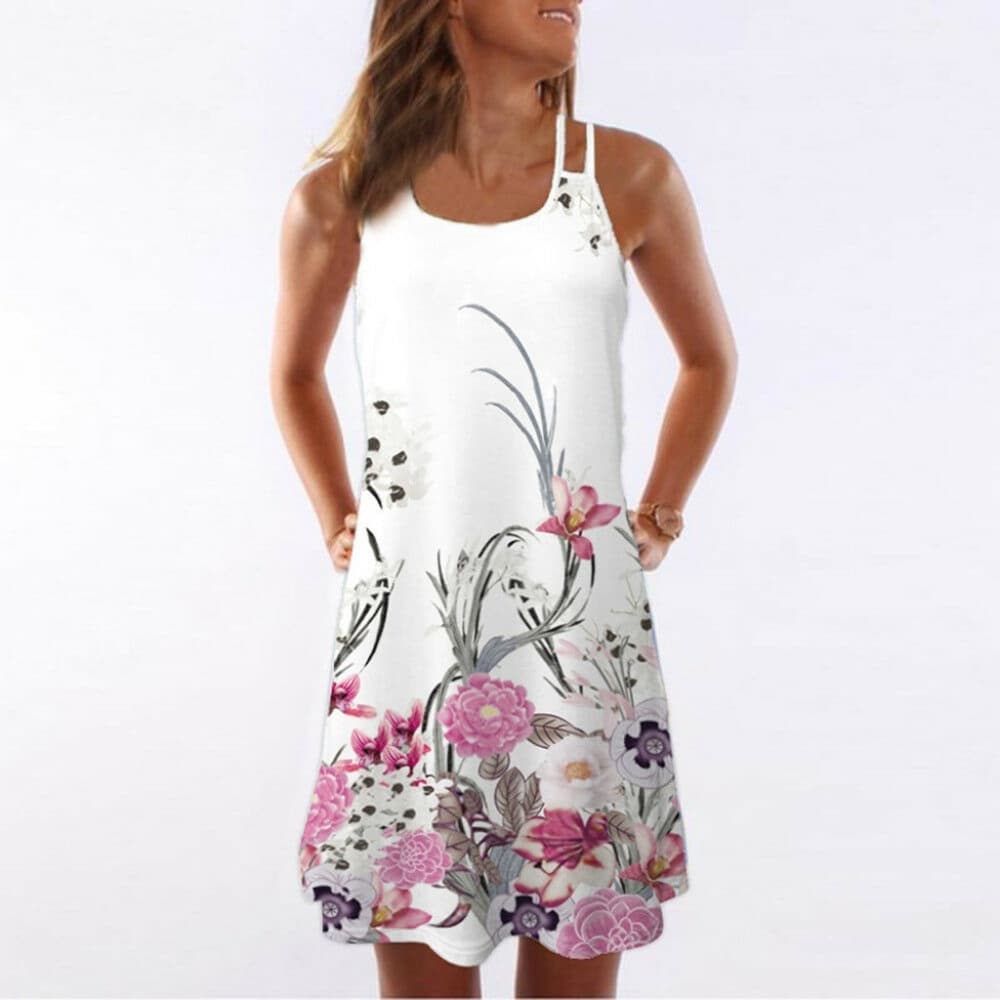 3D Floral Vintage Sleeveless Dress - Thumbnail 7