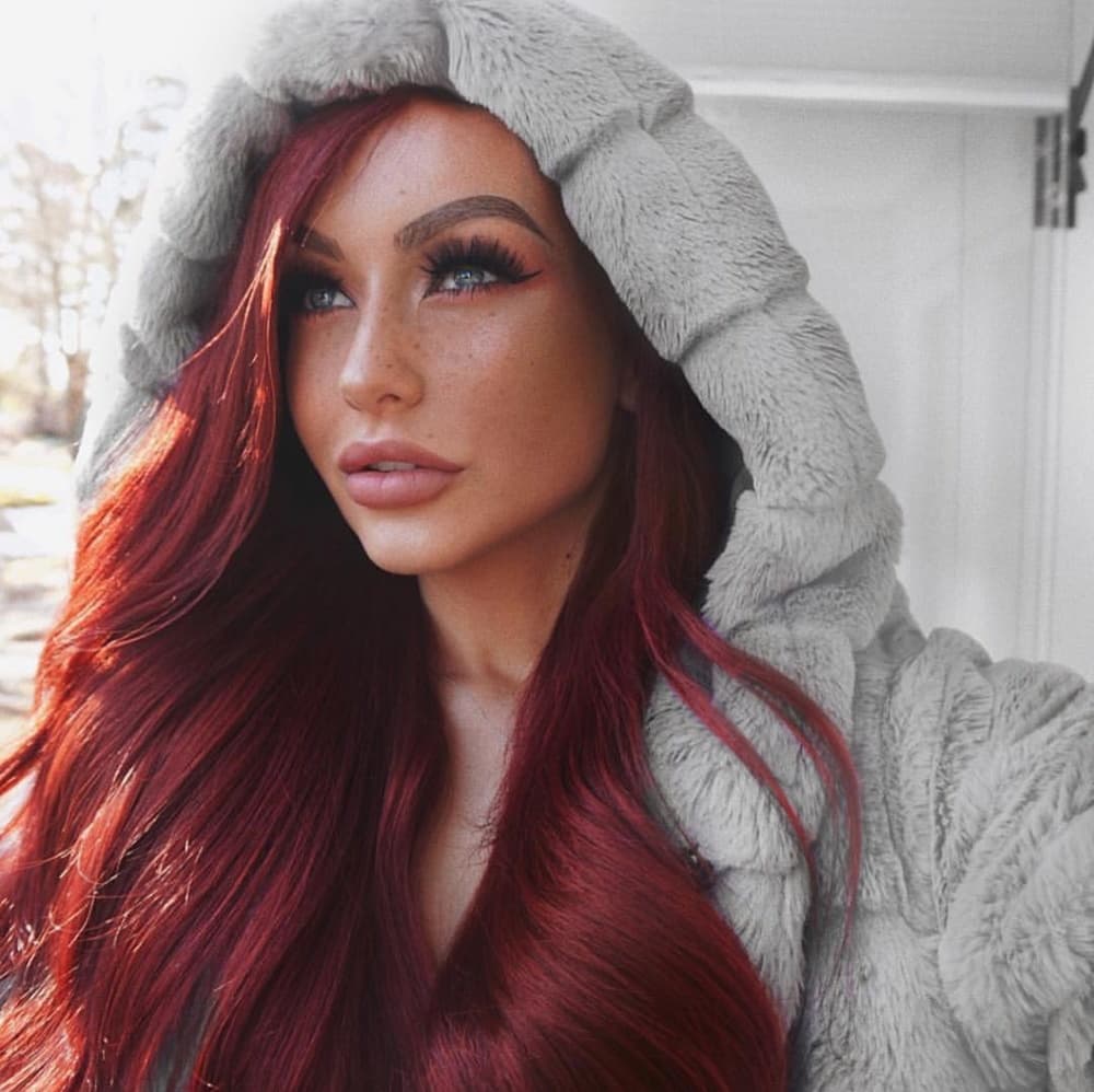 Wine Red Beauty Wavy Lace Front Wig - Thumbnail 6