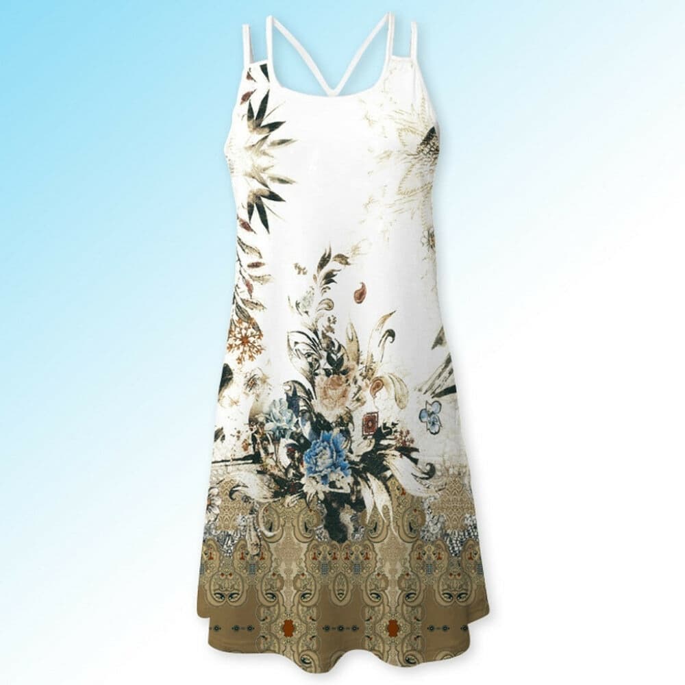 3D Floral Vintage Sleeveless Dress - Thumbnail 2