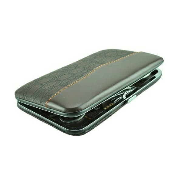 12 Piece Dark Brown PU Leather Travel Case - Thumbnail 3