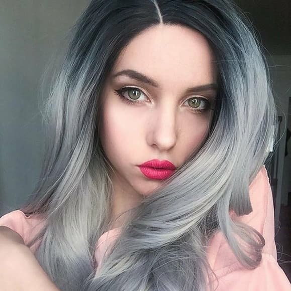 Ombre Black Gray Beauty LaceFront Wig 22-24 inc - Thumbnail 2