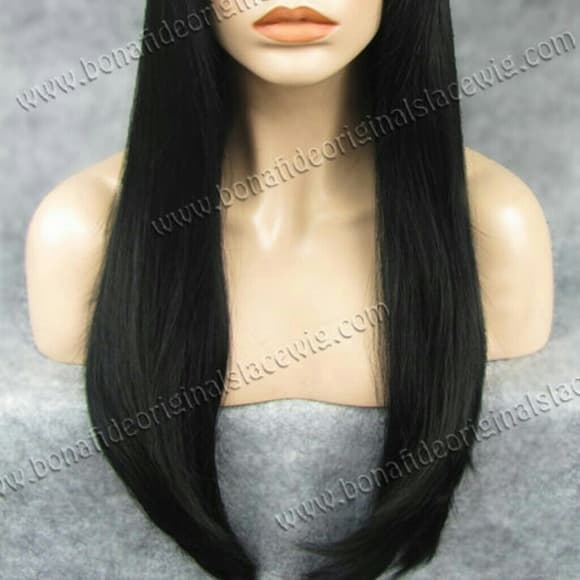 Black Straight Sexy Lace Front Wig 20-24 inches - Thumbnail 3